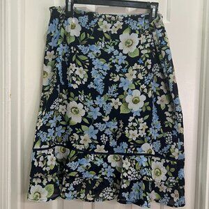 Vintage 90s Womens Dressbarn Floral Skirt Ruffle Hem Lightweight Bow Size Large